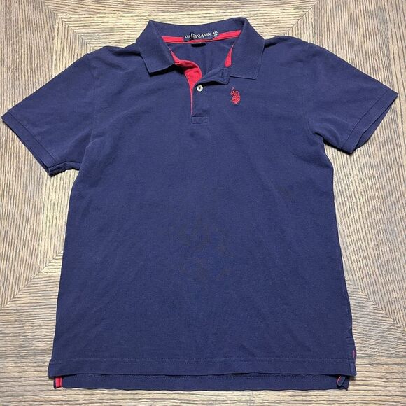 US‎ Polo Assn Boys Size XXL 18 Navy Blue Polo Shirt Red Pony - Picture 2 of 14